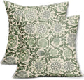 Sage Green Grey Pillow Covers 18x18 Set of 2 Vintage Floral Boho