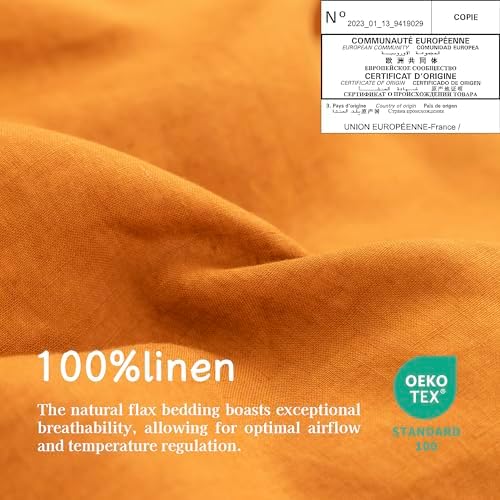 EVERLY 100% Linen Pillowcases Set of 2, Envelope Overlap Closure