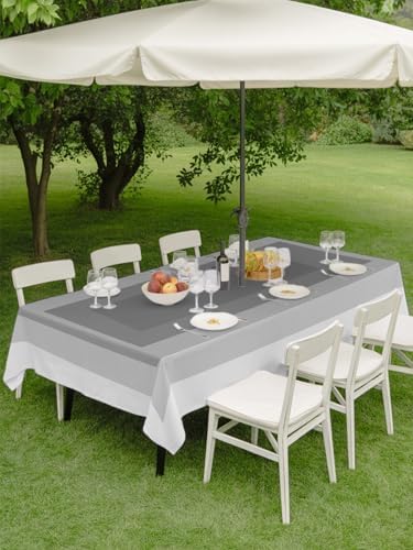 Outdoor Tablecloth with Umbrella Hole, 3D Optical Illusion 60x84
