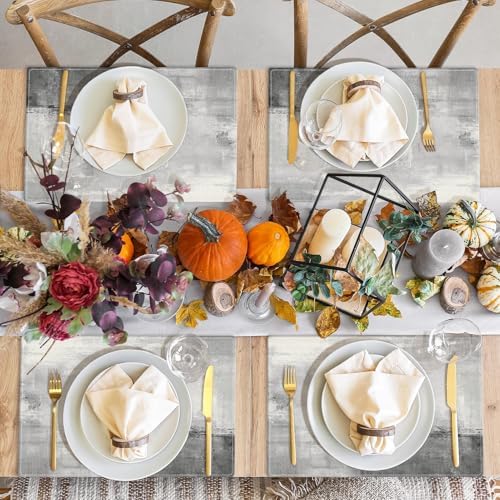 Emvency Farmhouse Placemats Set of 4, 12x18 Inch, Light Gray and Dark
