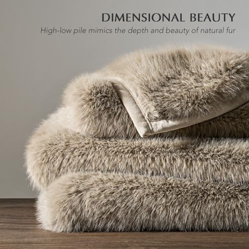 EVERGRACEHOME Luxury Faux Fur Throw Blanket, 50"x60", Natural Mink