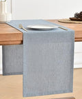 Wracra Linen Table Runner, Burlap Dusty Blue Table Runners 108 Inches