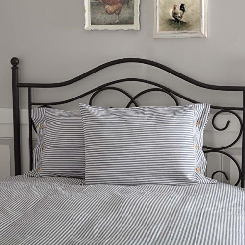 Piper Classics Farmhouse Ticking Stripe Blue Standard Sham, 21" x 27"
