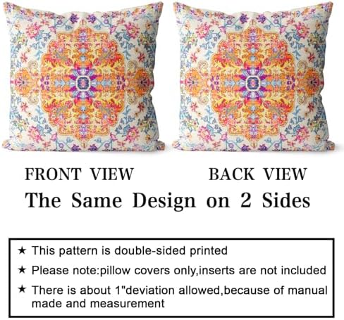 Snycler Orange Blue Ethnic Boho Pillow Covers 16x16 in Boho Carpet