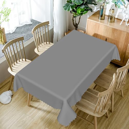 60x120inches Light Grey Rectangle Tablecloth Solid Color Stain and