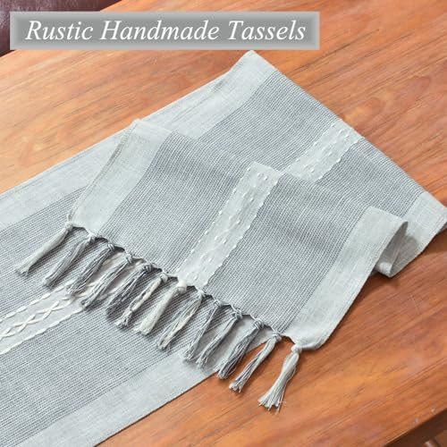 Wracra Embroidered Table Runner Linen Table Runners 36 inches with