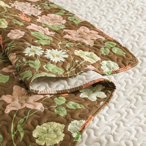 Exclusivo Mezcla Reversible Floral Quilt King Size Brown