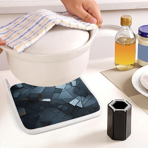 Gray Mosaic Oven Mitts and Pot Holders Set of 2 High Heat Resistant
