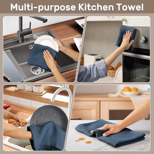 Large Kitchen Hand Towels,Cotton Waffle Weave Dish Towel for Drying