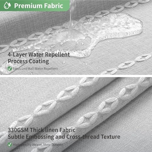 eachope Grey Farmhouse No Hook Shower Curtain Set with Snap-in Fabric