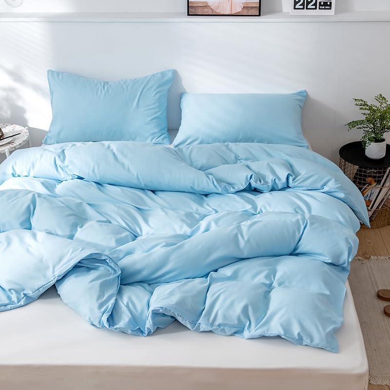 Textured Solid Duvet Cover Set,Microfiber Bedding, Soft Comforter