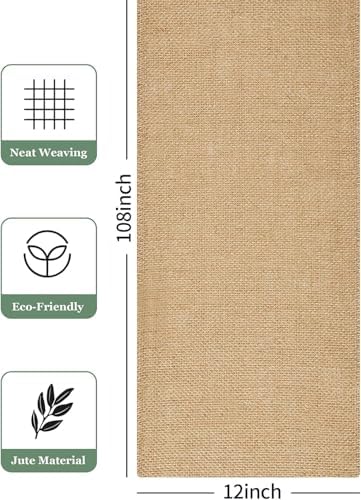 Burlap Table Runners,1 Pack 12 x 108 Inch - Rustic Farmhouse Table