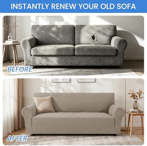 Stretch Couch Covers for Sofa, Fits Sofas 73"-85", Off-White