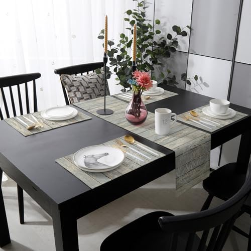 Farmhouse Table Runner and Placemats for Dining Table,Burlap Coffee