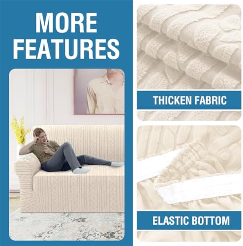 H.VERSAILTEX Jacquard Couch Covers for 3 Cushion Couch 1 Piece Stretch