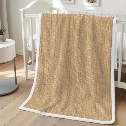 Sand Brown Sherpa Fleece Throw Blanket Country Vintage Minimalist