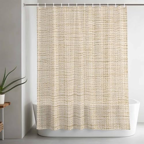 Shower Curtains Sets for Bathroom Decor Rustic Beige Linen Texture