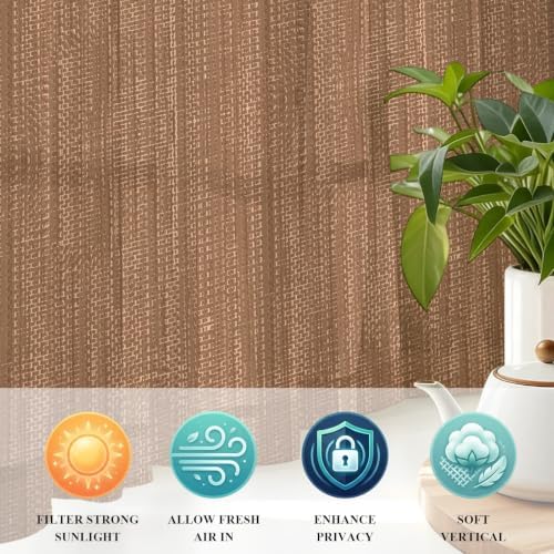Dark Brown Sheer Curtains for Living Room 96 inch Length 2 Panels Set
