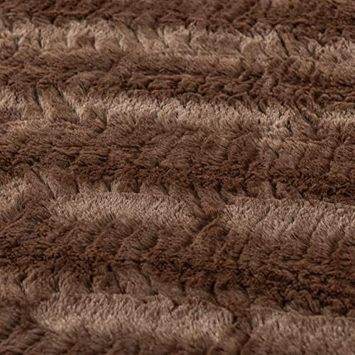 YUSOKI 700GSM Luxury Double Sided Faux Fur Queen Blanket, Brown