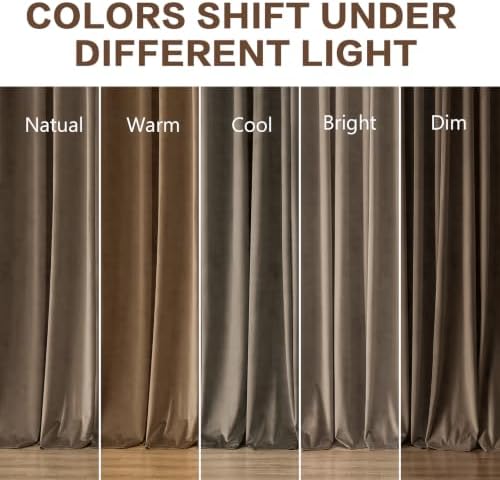 75% Blackout Velvet Curtains, Rod Pocket Back Tab 2Pcs 52x72 Brown