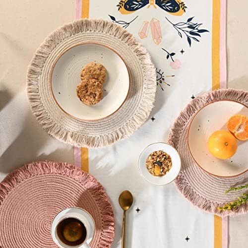 Folkulture Placemats | Round Fall Placemats Set of 6 | 100% Cotton