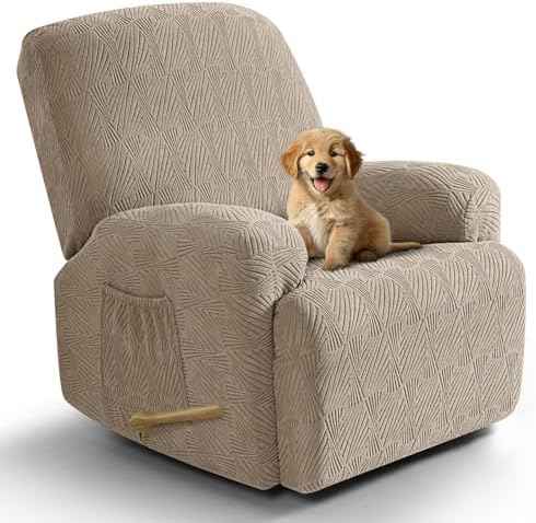 VANSOFY Stretch Recliner Chair Cover, 4-Piece, Khaki
