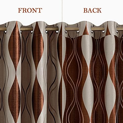 HOMEIDEAS Wave Room Darkening Curtains 52 X 96 Inch Length Brown and
