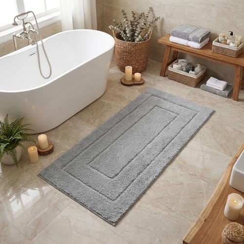 GRANNY SAYS Gray Bathroom Runner Rug 59" x 24", Soft Microfiber Bath