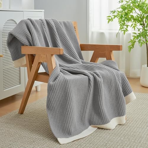 Amélie Home Chenille Throw Blanket, Soft Cozy Waffle Throw for Couch &