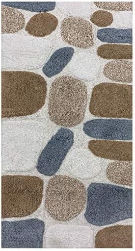 Ramanta Home Cotton Pebble Stone Bath Runner - Grey Beige 24x60 Inches