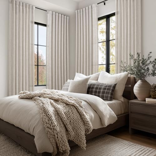 Semi Sheer Curtains 108 Inches Long for Living Room, Luxury Linen