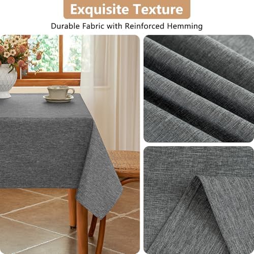 Seenus Faux Linen Gray 54 x 54 Inch Square Table Cloth, Water