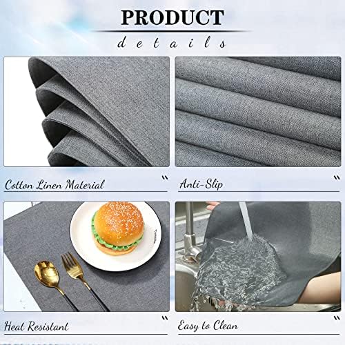 Sieral 12 Set Cloth Placemats Rectangle Dining Table Placemat, Dark
