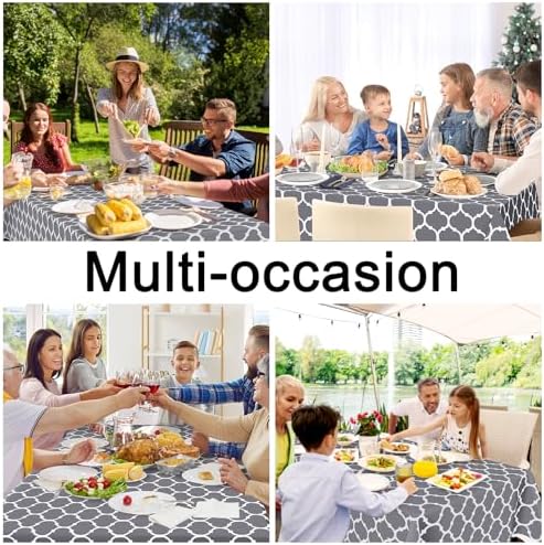 Smiry Square Table Cloth, Flannel Backed Vinyl Tablecloth, 60"x60"