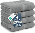 LANE LINEN Hand Towels 100% Cotton 4 Pack Soft Absorbent 16x28 - Grey
