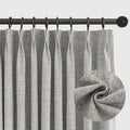 LETAU Pinch Pleated Linen Texture Grey Curtains 108 inches Long, 100%