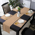 Natural Linen Texture Table Runner and Placemats Set of 6 Light Tan