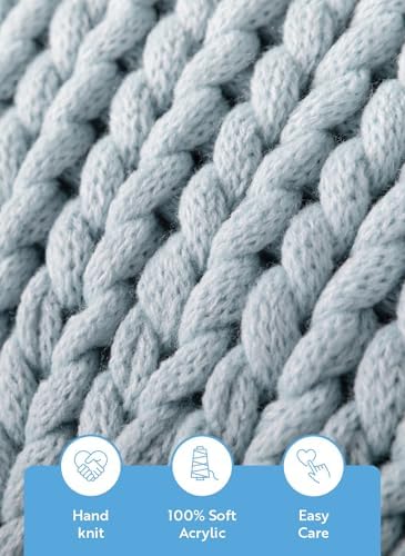 Linen Market Beddings Oversized Chunky Knit Throw Blanket-100%