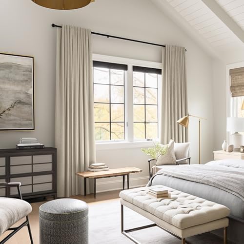 Anpark 100% Blackout Linen Beige Curtains for Bedroom 42x84 Inch Long