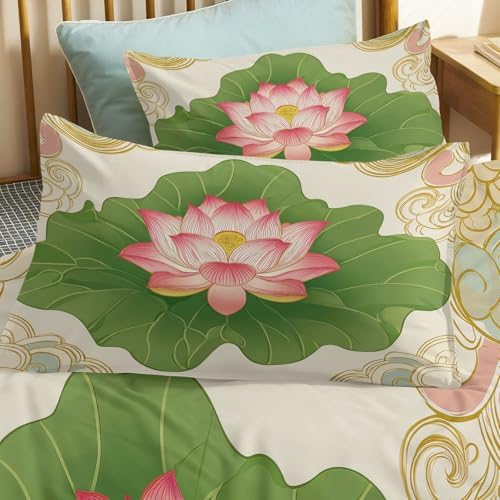 Queen Duvet Cover Set - Traditional Floral Patterns Auspicious Cloud
