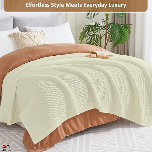 ARlinen Waffle Bed Blanket, 100% Cotton, Soft, Lightweight