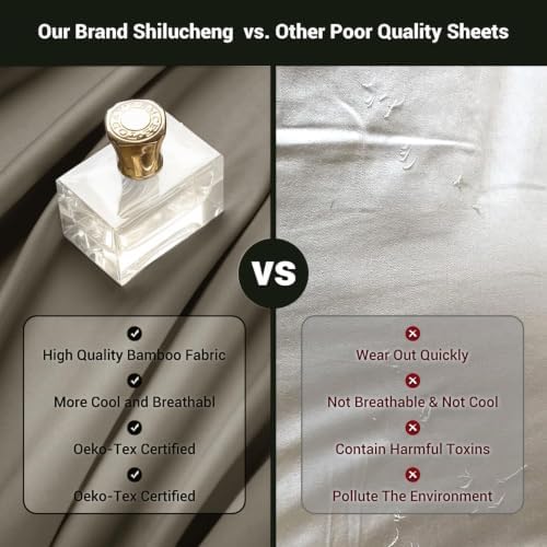 Shilucheng 4 Piece Queen Sheet Sets, Cooling Sheets, Taupe