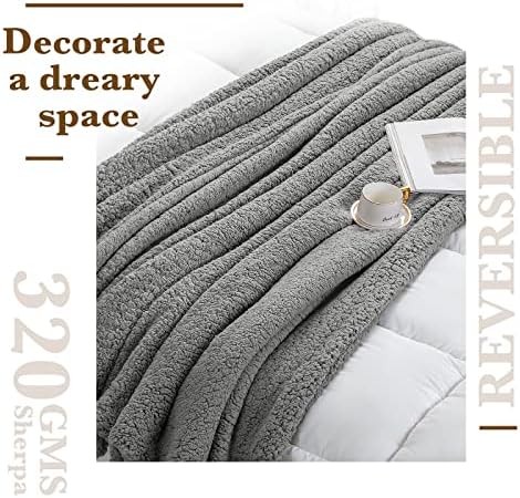LBRO2M Sherpa Fleece Bed Blanket Super Soft Plush Warm Throw King