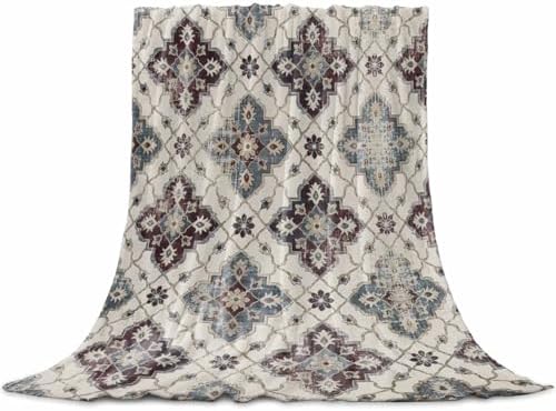 Flannel Fleece Blanket 60" x 80", Classic Boho Microfiber Cozy Soft