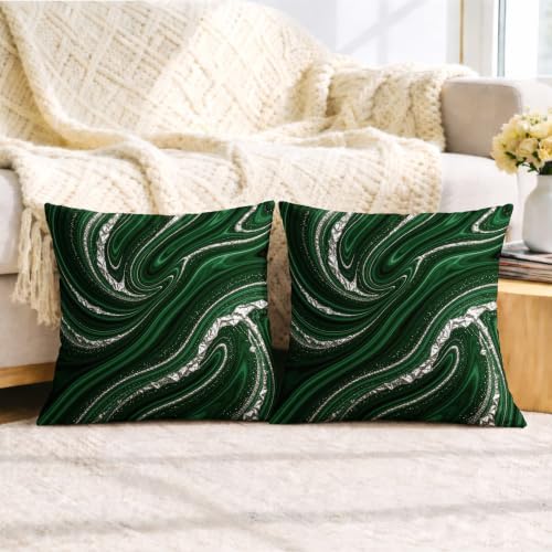 Swirl Throw Pillow Covers Set of 2, Modern Elegant Metallic Marble