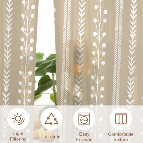 Modern Minimalist Sheer Curtains 108 Inches Long, Farmhouse Simple