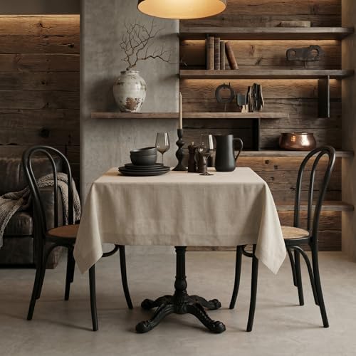 Solino Home 100% Pure Linen Table Cloth, Throw Natural, Fete
