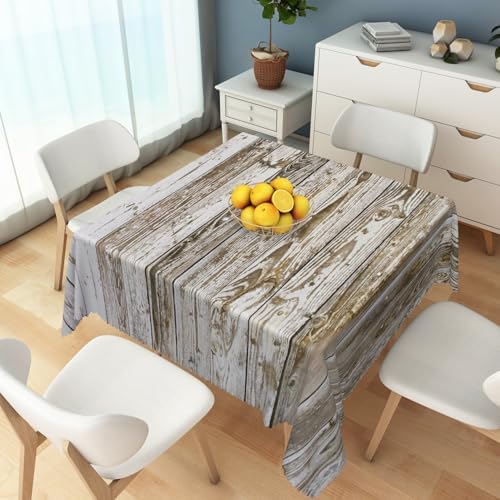 Vintage Wood Grain Tablecloth Square 70 Inch Rural Rustic Gray Wooden