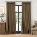 MIULEE Pinch Pleated Blackout Linen Curtains Dutch Cocoa 2 Panels