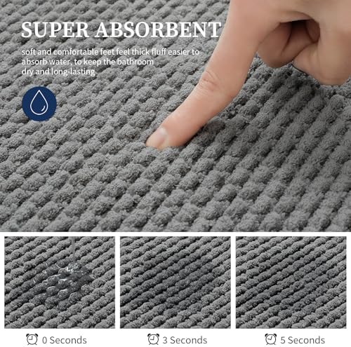YIHOUSE Bathroom Rugs Set 2 Piece, Extra Soft Absorbent Chenille Bath